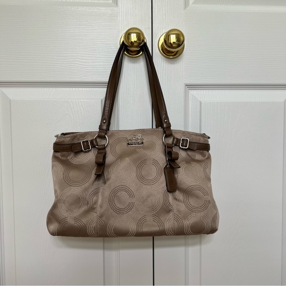 Coach Handbags - Coach Gold Dotted Madison Handbag (Authentic)